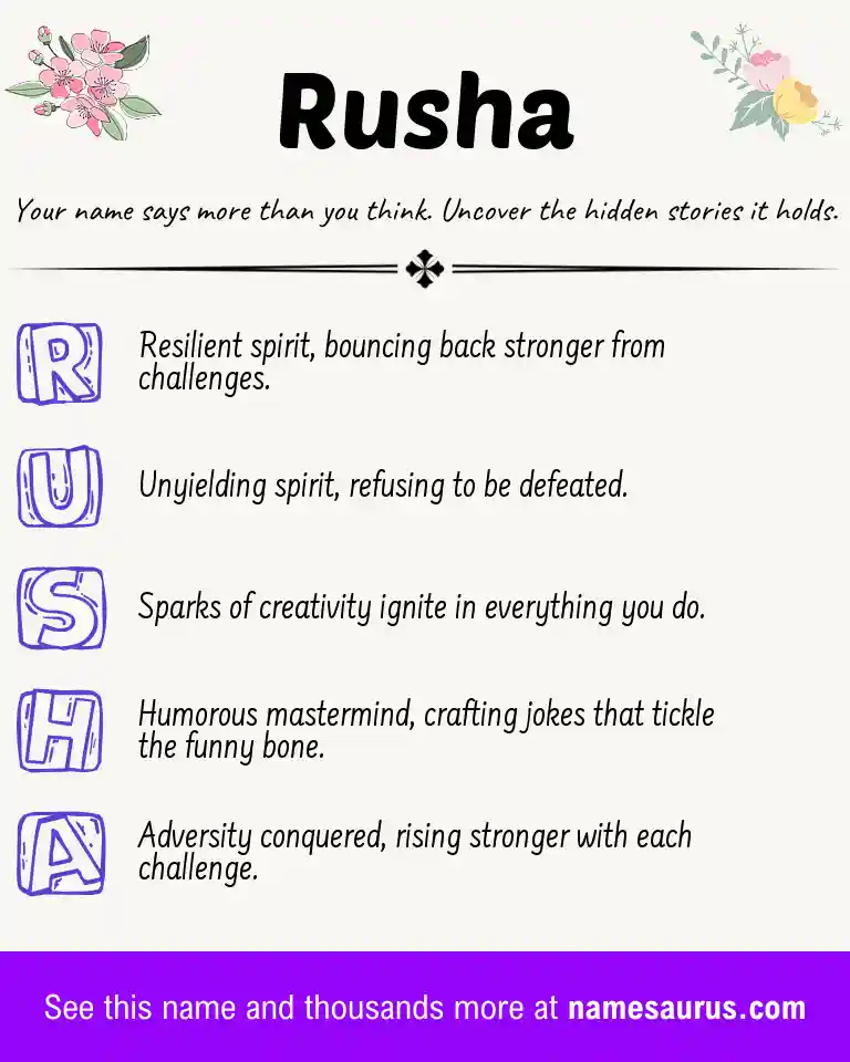 Acrostic poem about Rusha.
