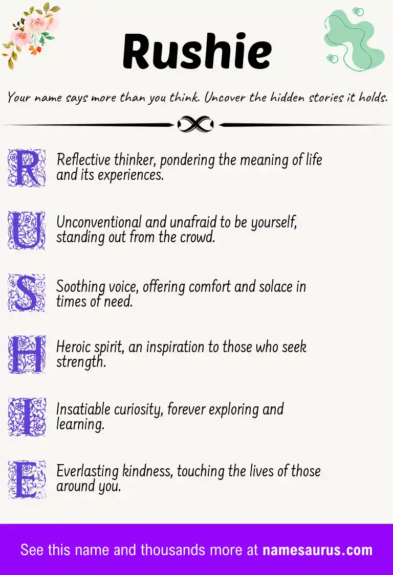 Acrostic poem about Rushie.