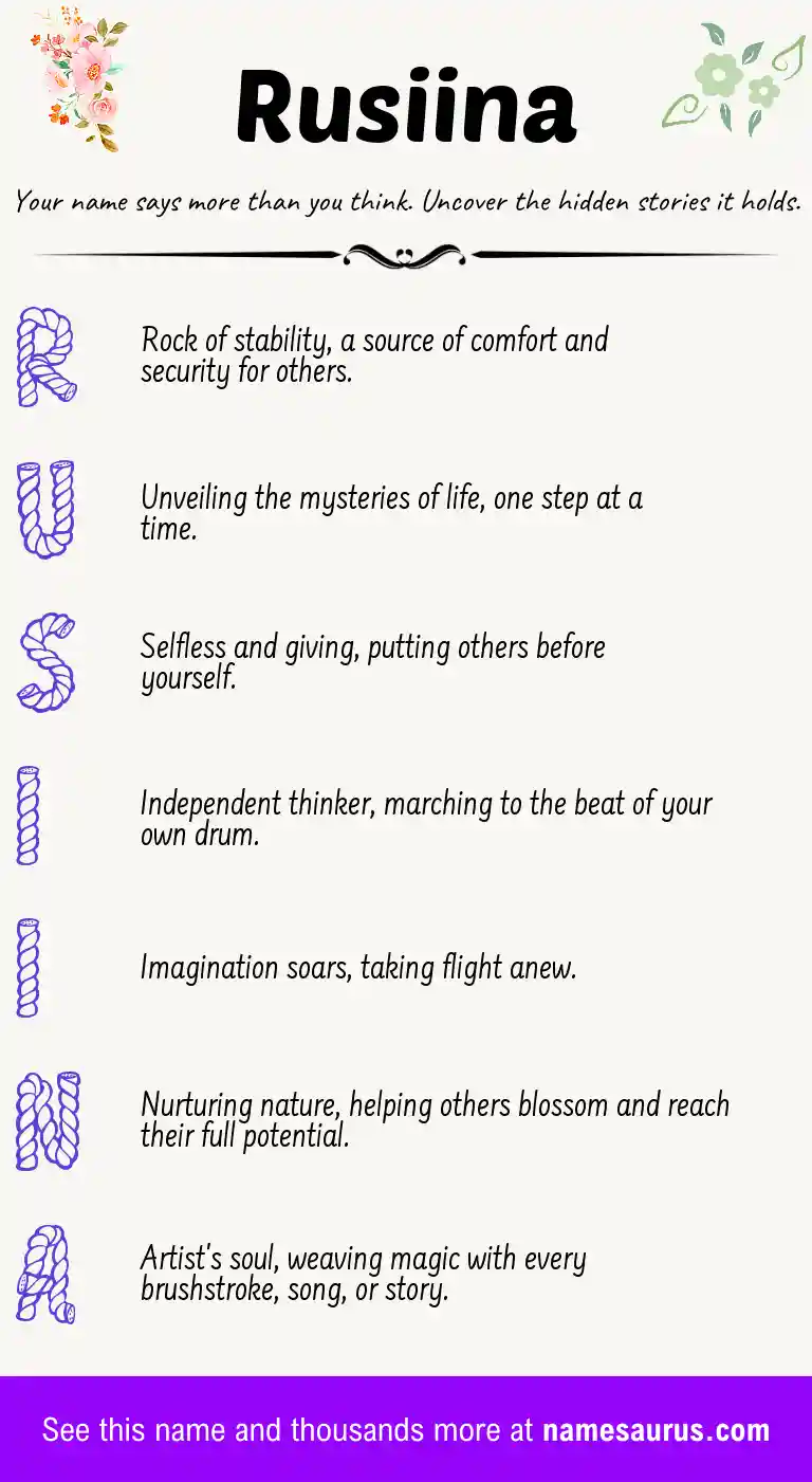 Acrostic poem about Rusiina.