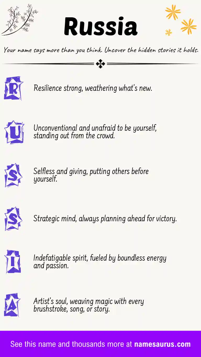 Acrostic poem about Russia.