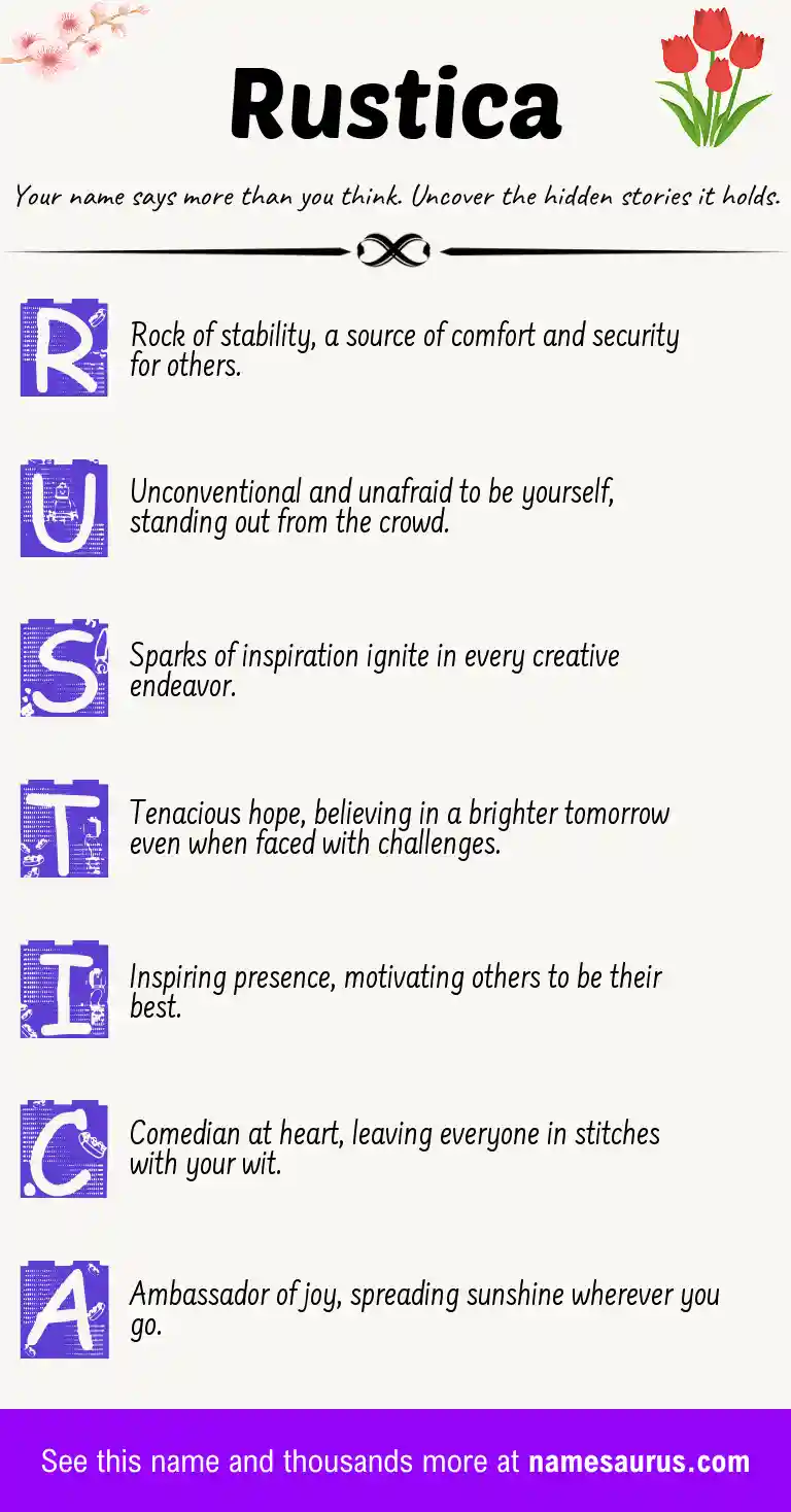 Acrostic poem about Rustica.