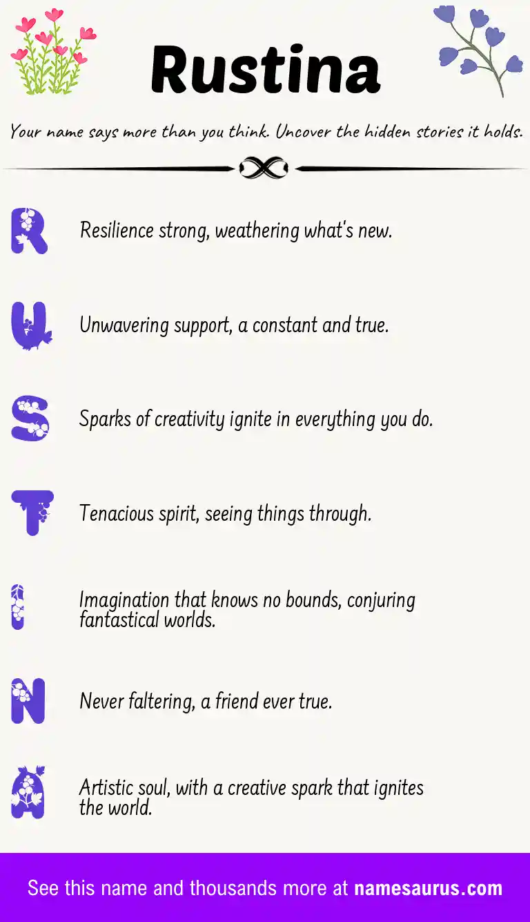 Acrostic poem about Rustina.