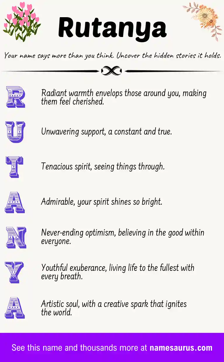 Acrostic poem about Rutanya.