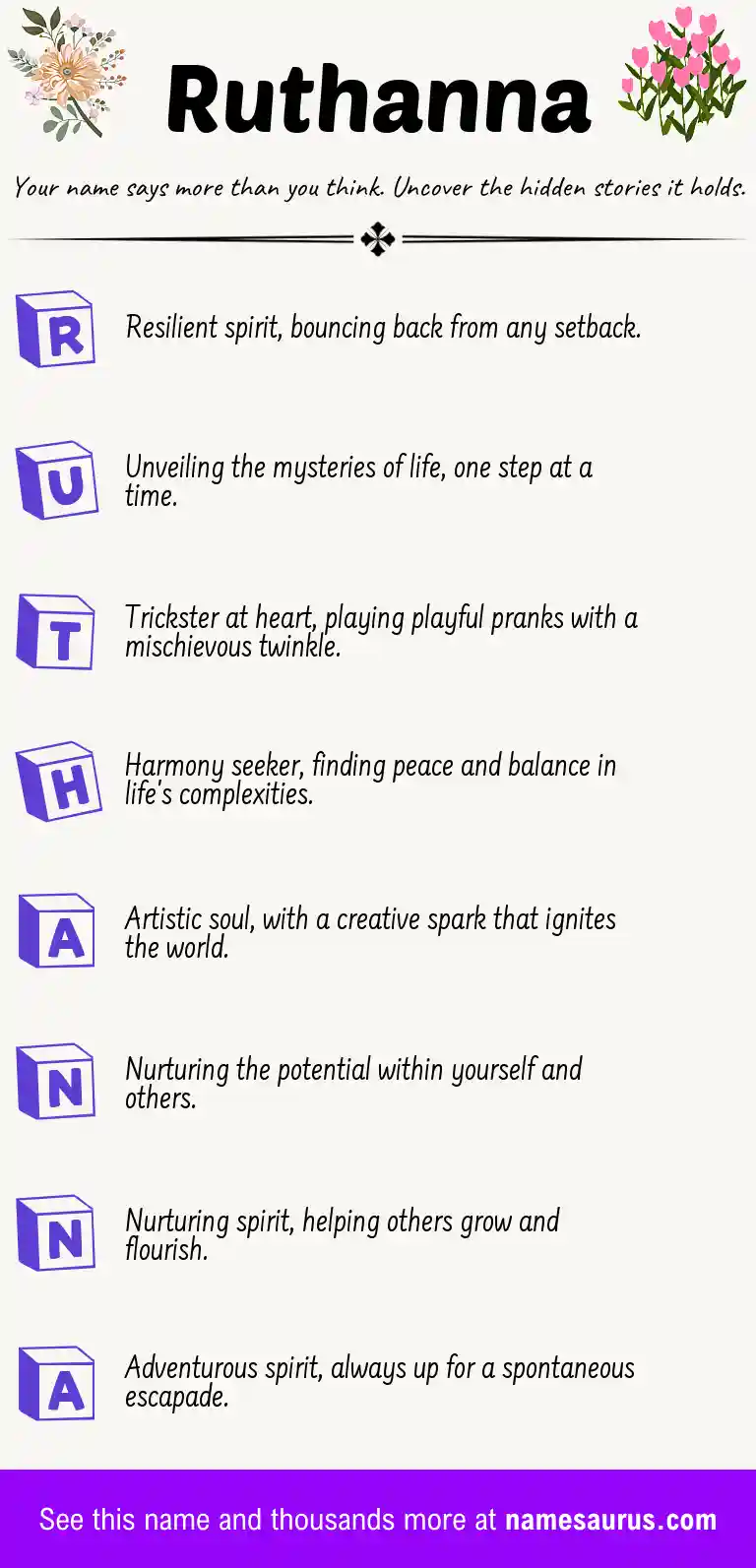 Acrostic poem about Ruthanna.
