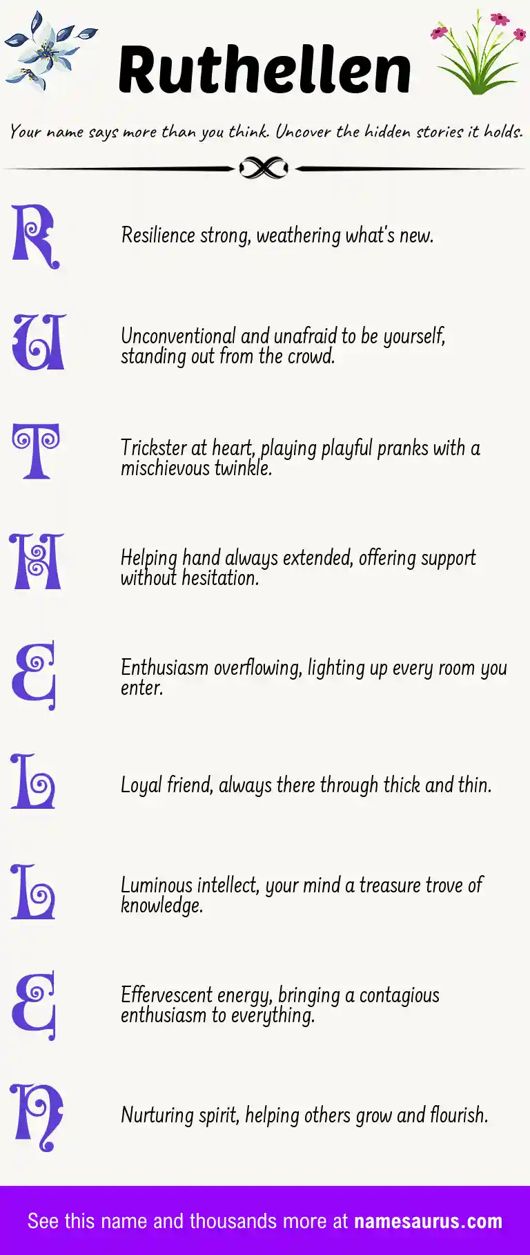 Acrostic poem about Ruthellen.