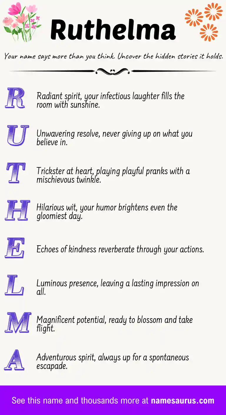 Acrostic poem about Ruthelma.