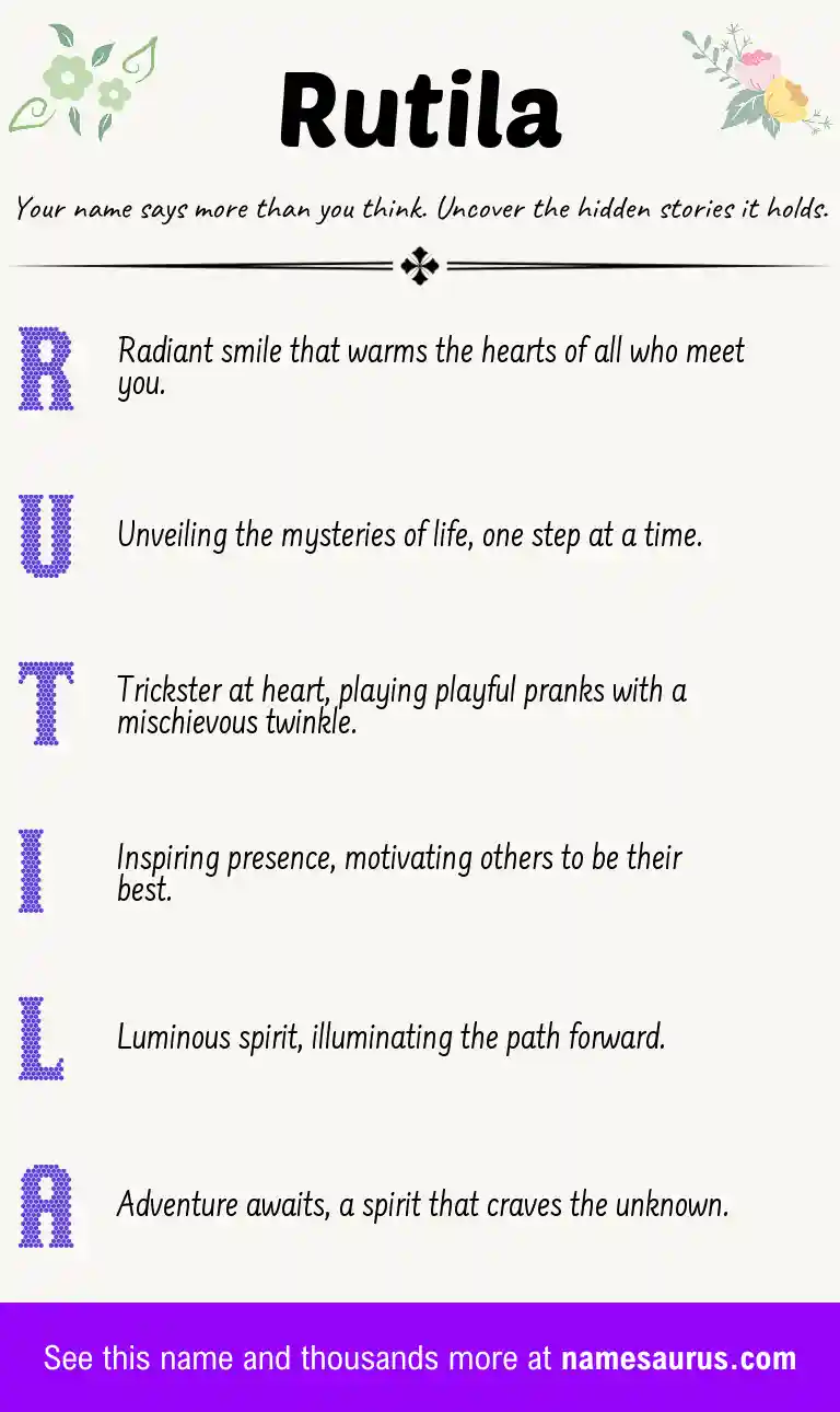 Acrostic poem about Rutila.