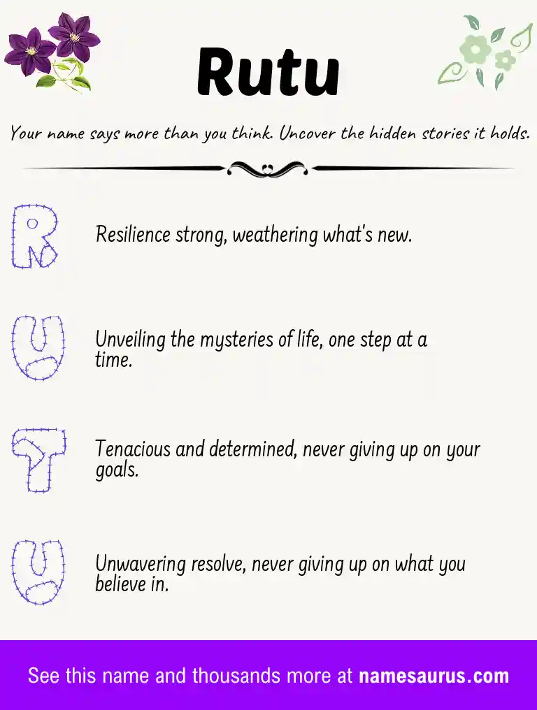 Acrostic poem about Rutu.