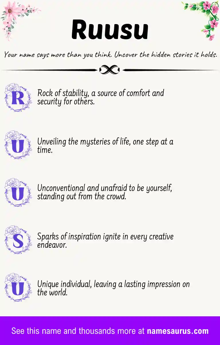 Acrostic poem about Ruusu.