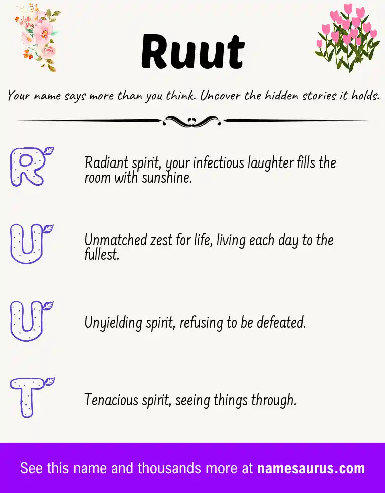 Acrostic poem about Ruut.