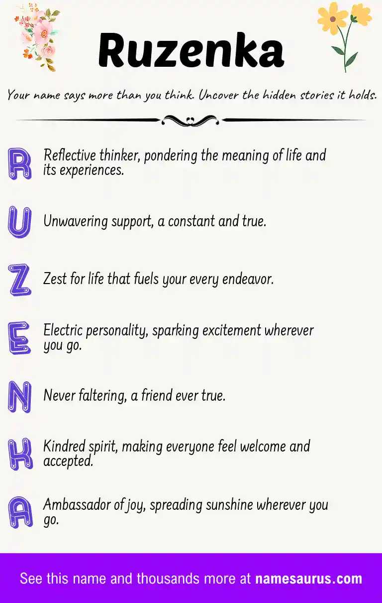 Acrostic poem about Ruzenka.