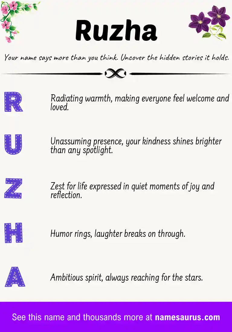 Acrostic poem about Ruzha.