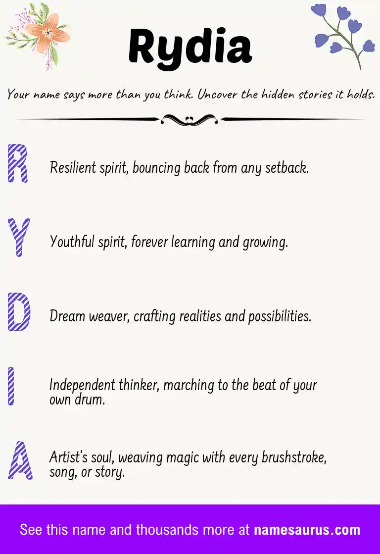 Acrostic poem about Rydia.