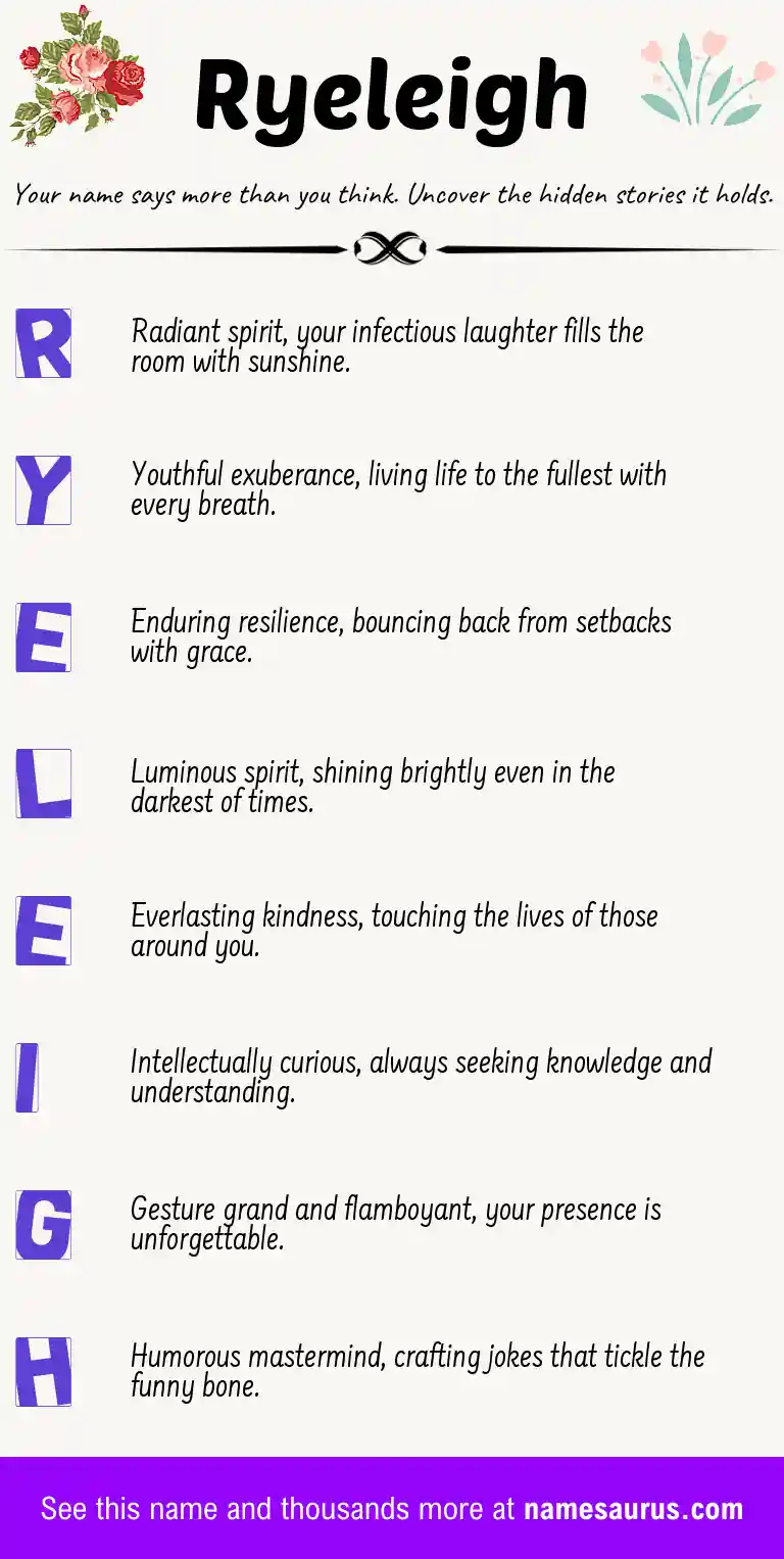 Acrostic poem about Ryeleigh.