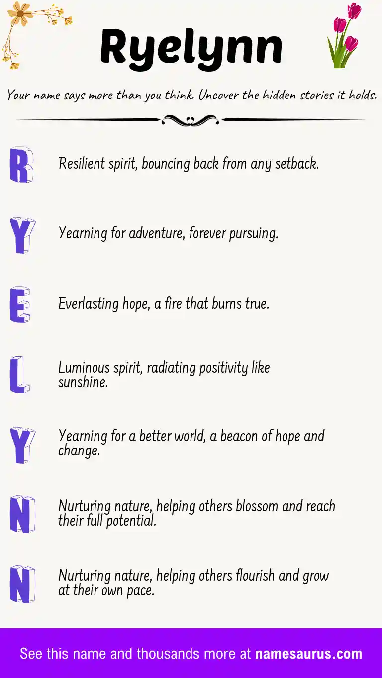 Acrostic poem about Ryelynn.