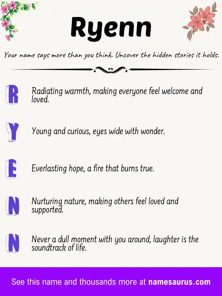Acrostic poem about Ryenn.