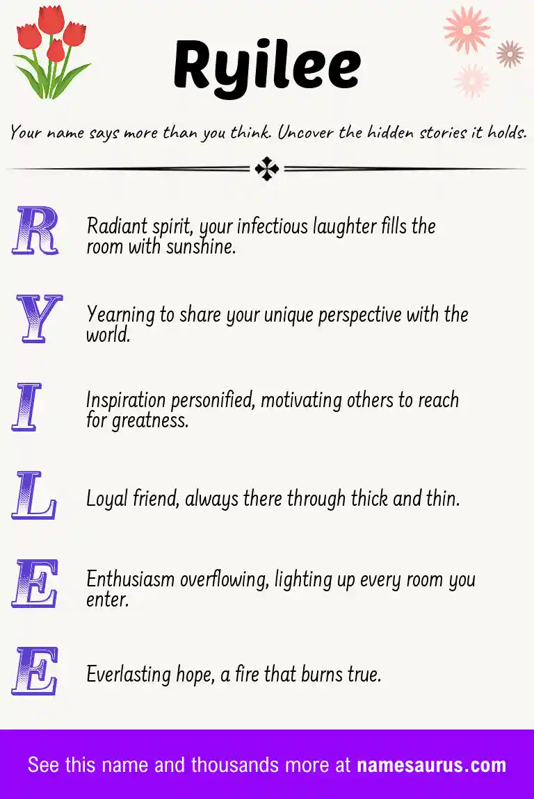 Acrostic poem about Ryilee.