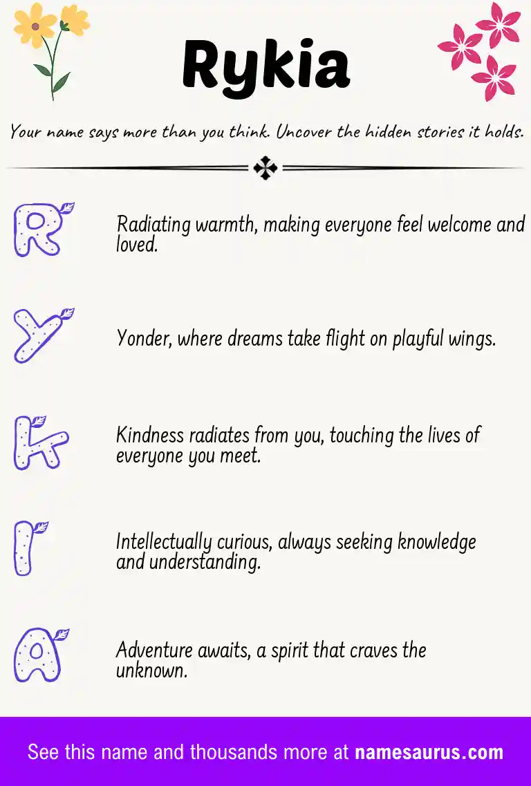 Acrostic poem about Rykia.