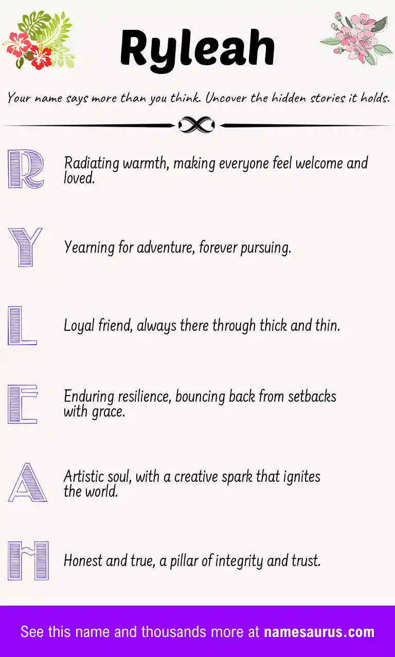 Acrostic poem about Ryleah.