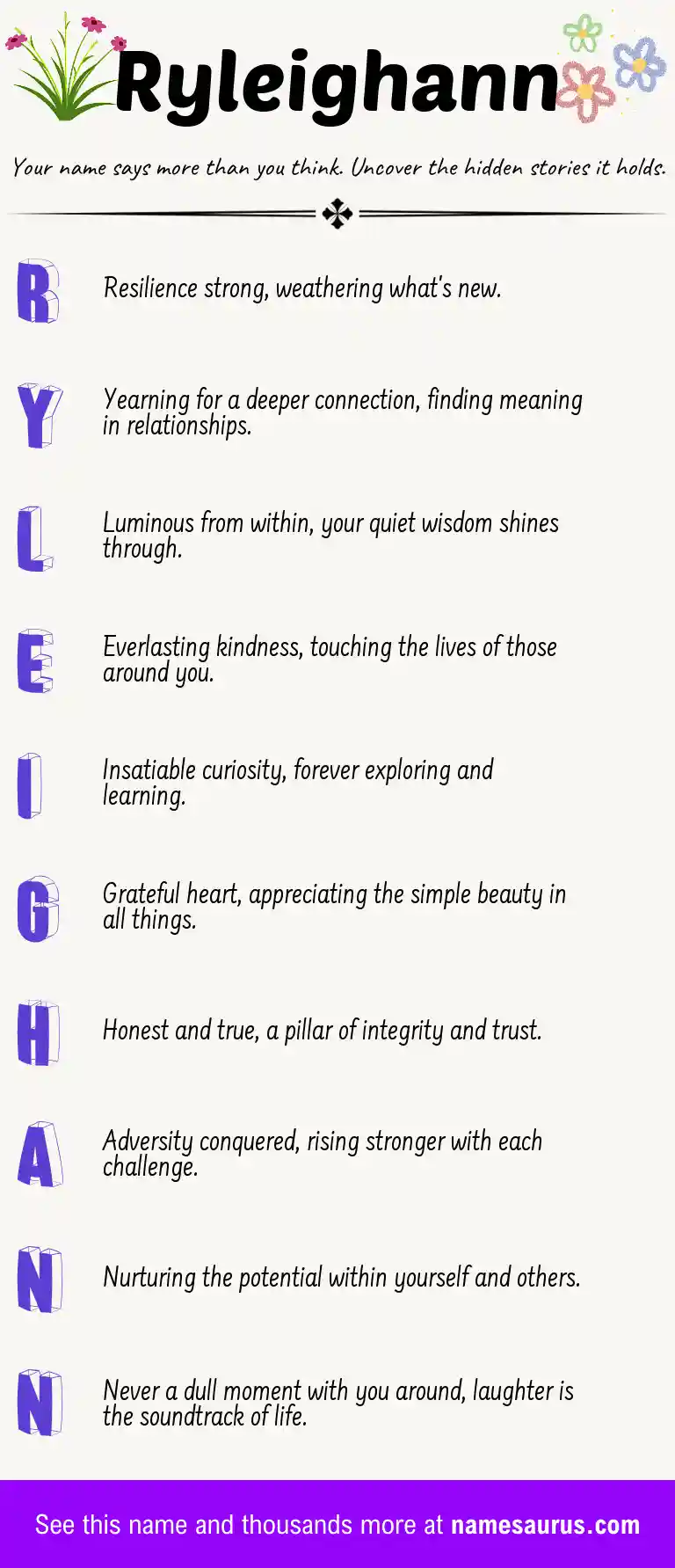 Acrostic poem about Ryleighann.