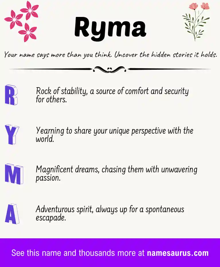 Acrostic poem about Ryma.