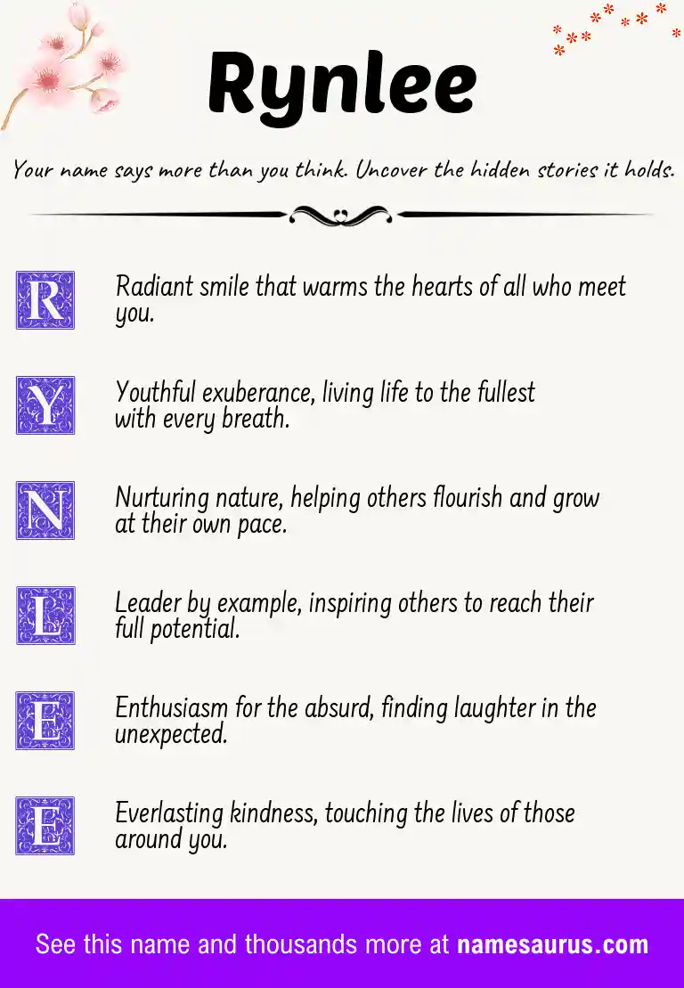 Acrostic poem about Rynlee.