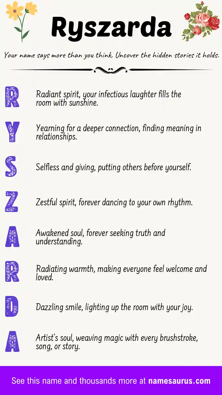 Acrostic poem about Ryszarda.