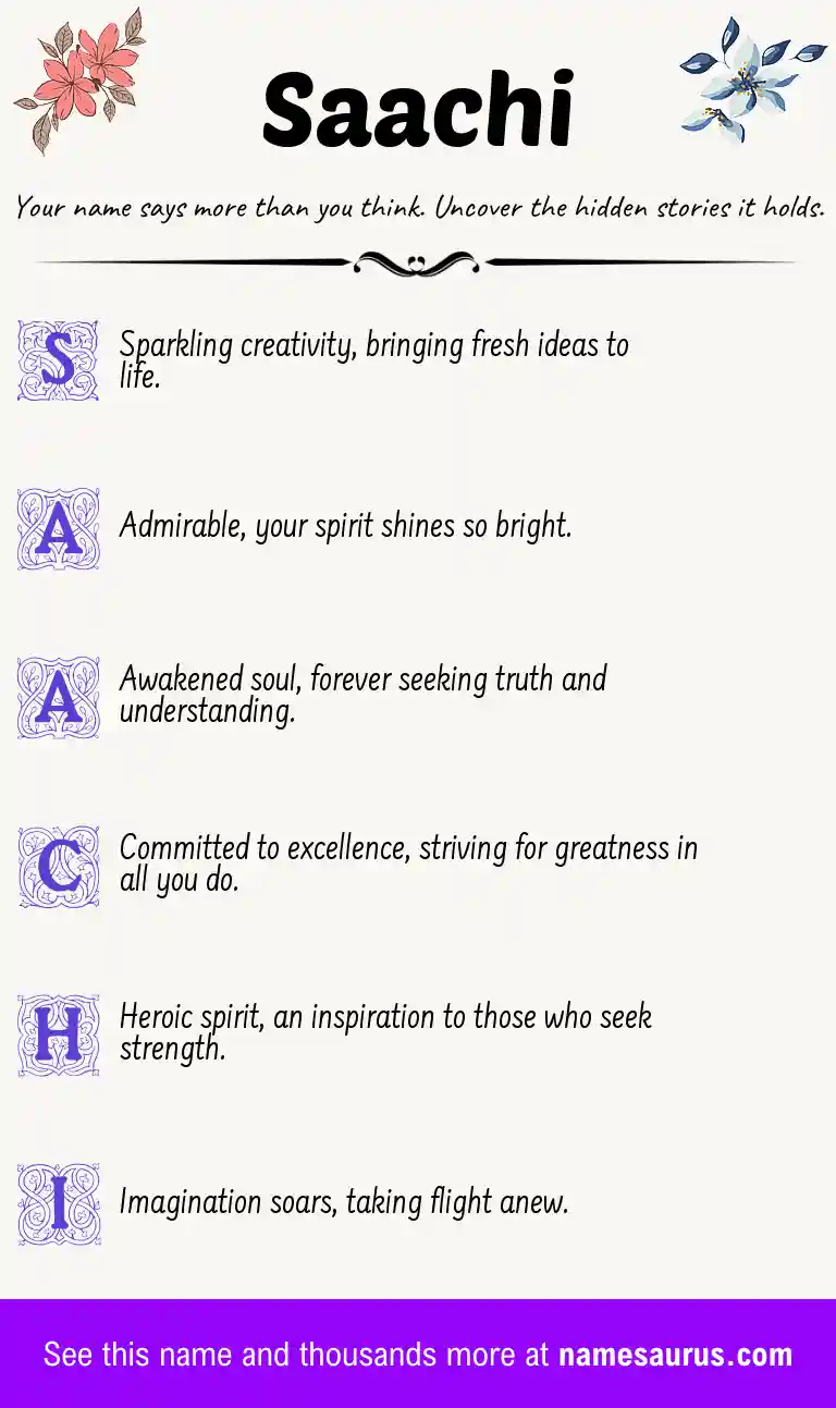Acrostic poem about Saachi.