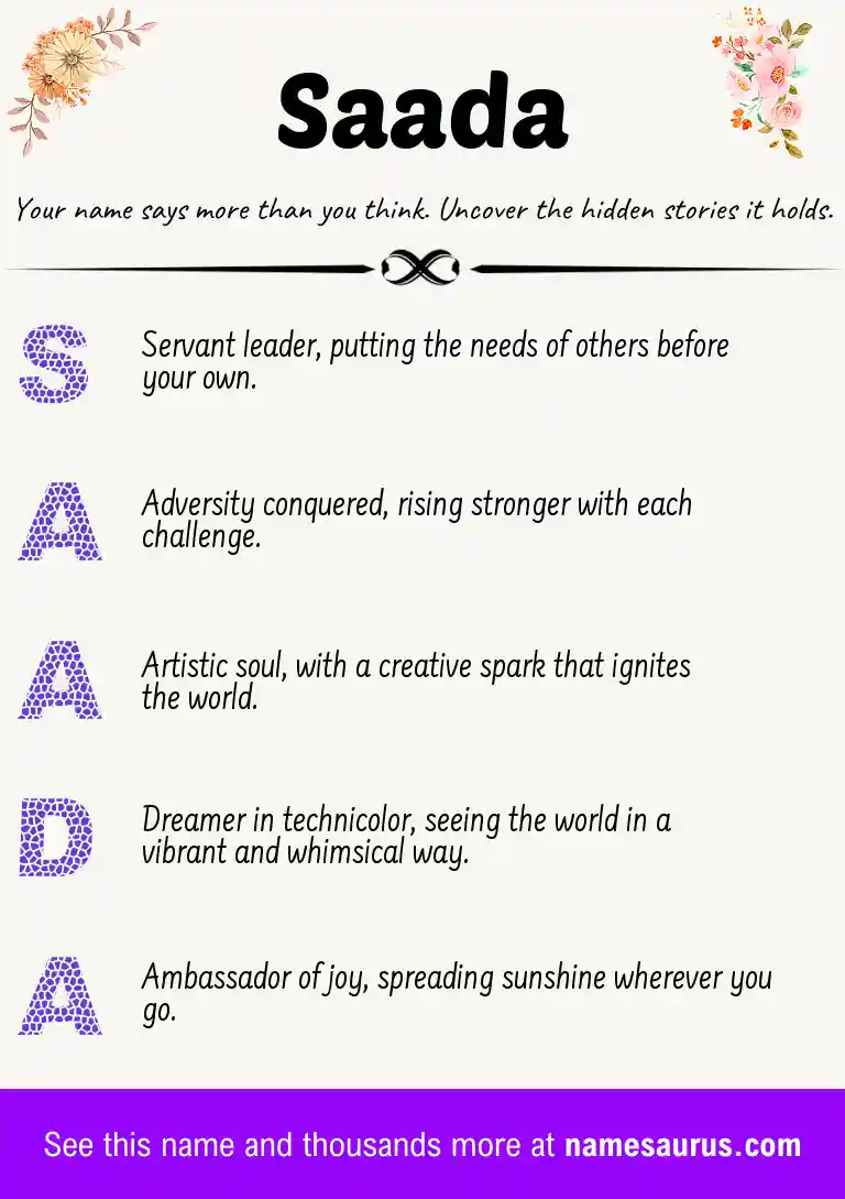 Acrostic poem about Saada.