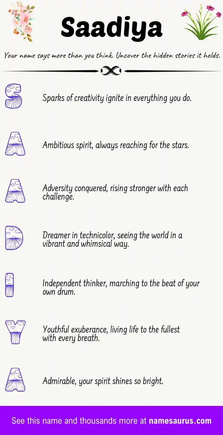 Acrostic poem about Saadiya.