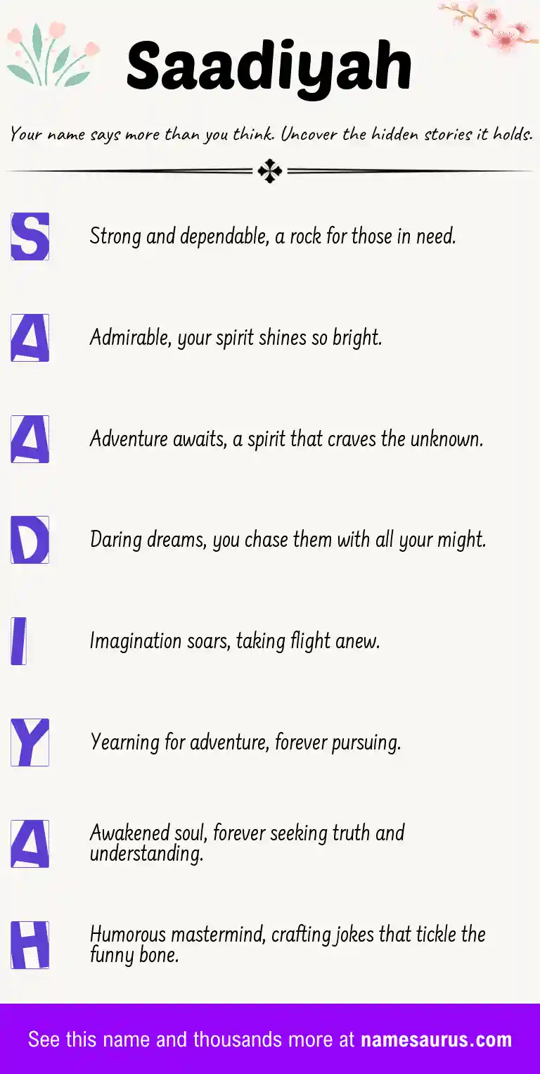 Acrostic poem about Saadiyah.