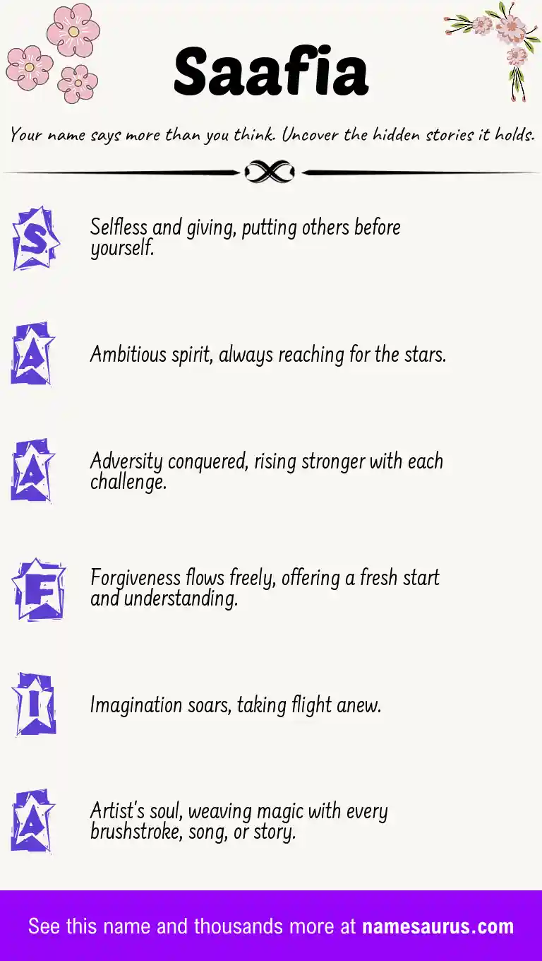 Acrostic poem about Saafia.