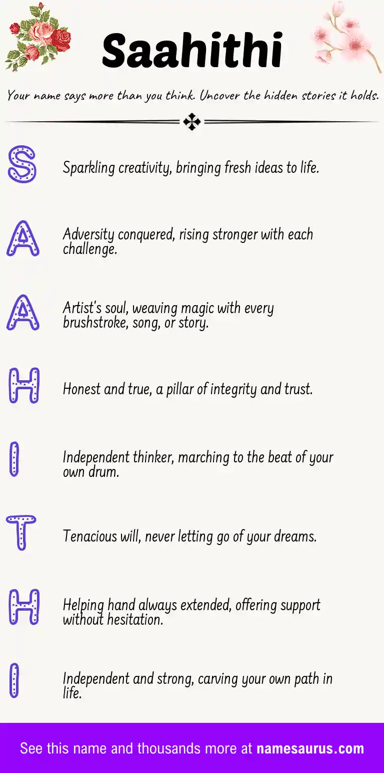 Acrostic poem about Saahithi.