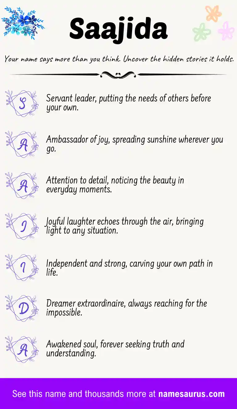 Acrostic poem about Saajida.