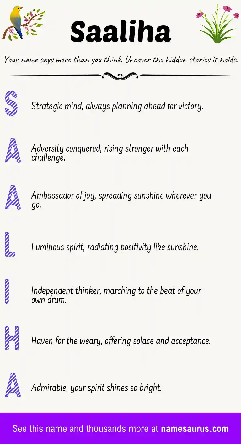 Acrostic poem about Saaliha.