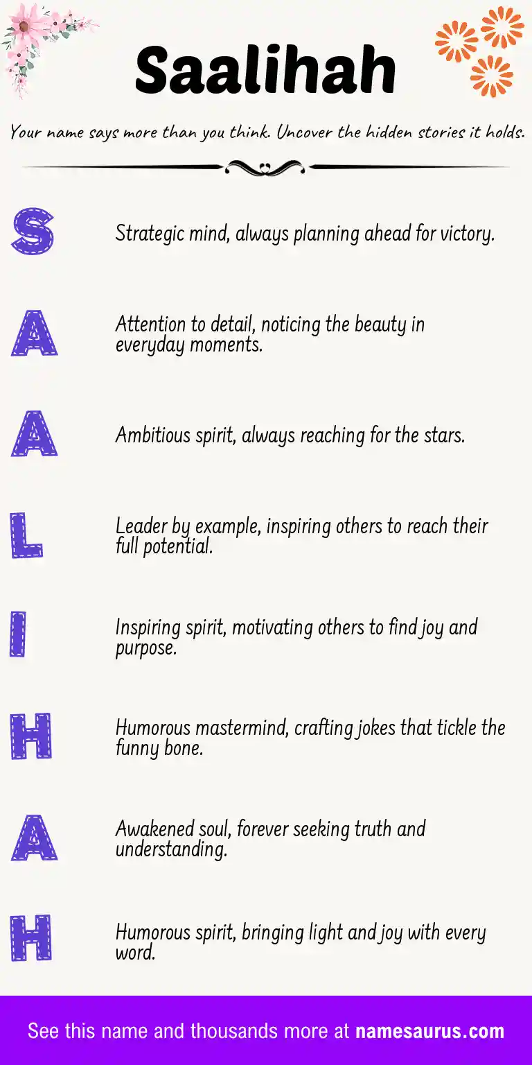 Acrostic poem about Saalihah.