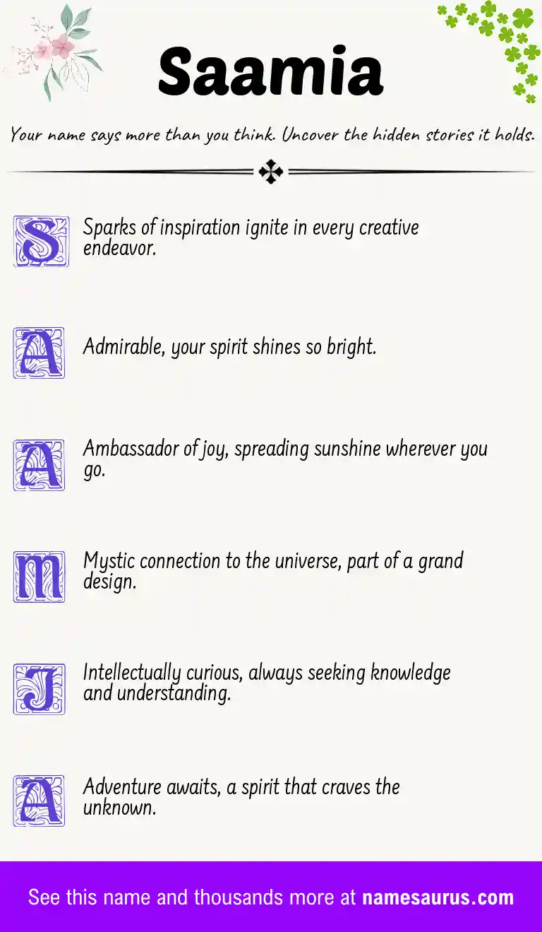Acrostic poem about Saamia.