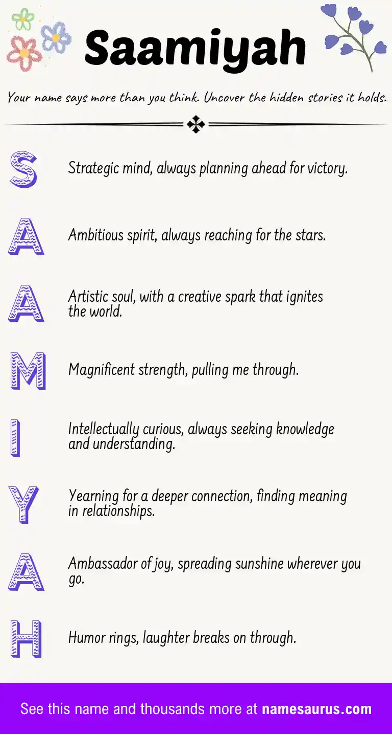 Acrostic poem about Saamiyah.