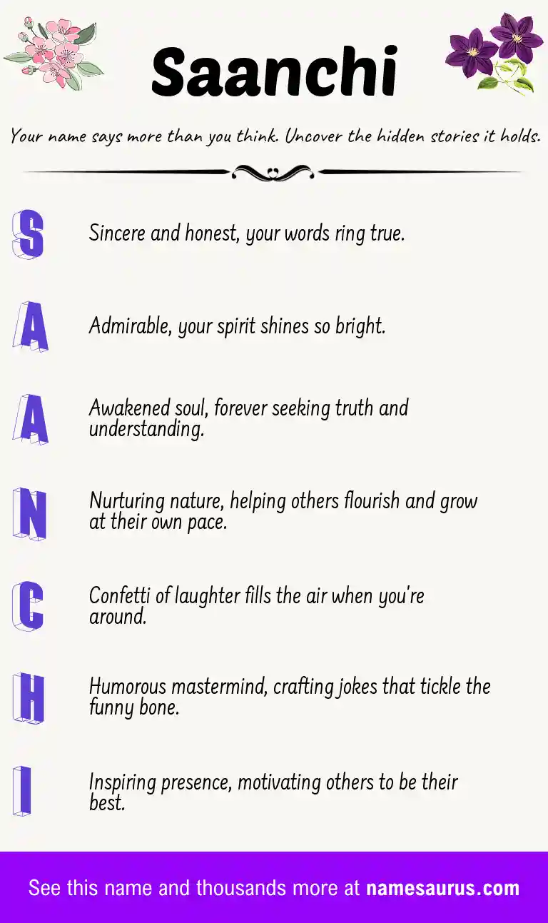 Acrostic poem about Saanchi.
