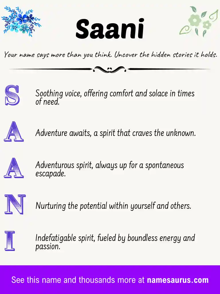 Acrostic poem about Saani.