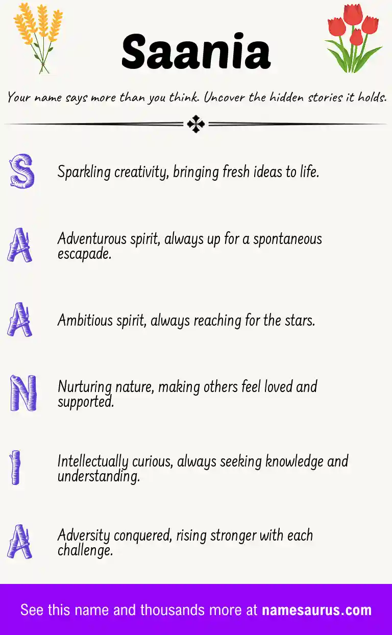 Acrostic poem about Saania.