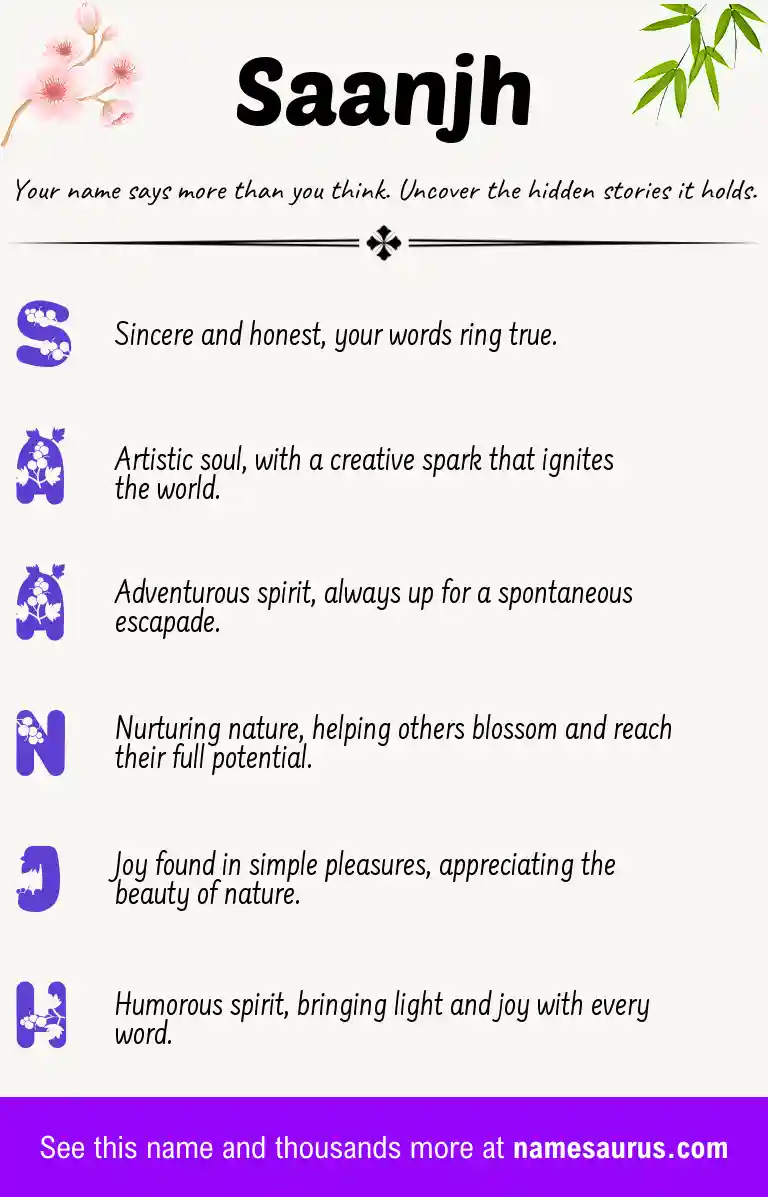 Acrostic poem about Saanjh.