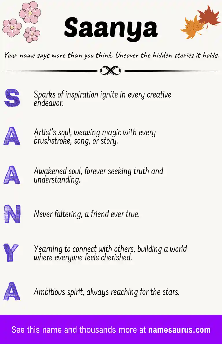 Acrostic poem about Saanya.