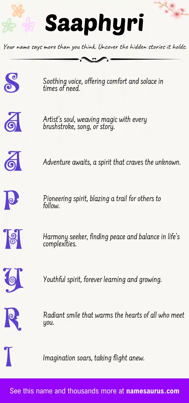 Acrostic poem about Saaphyri.