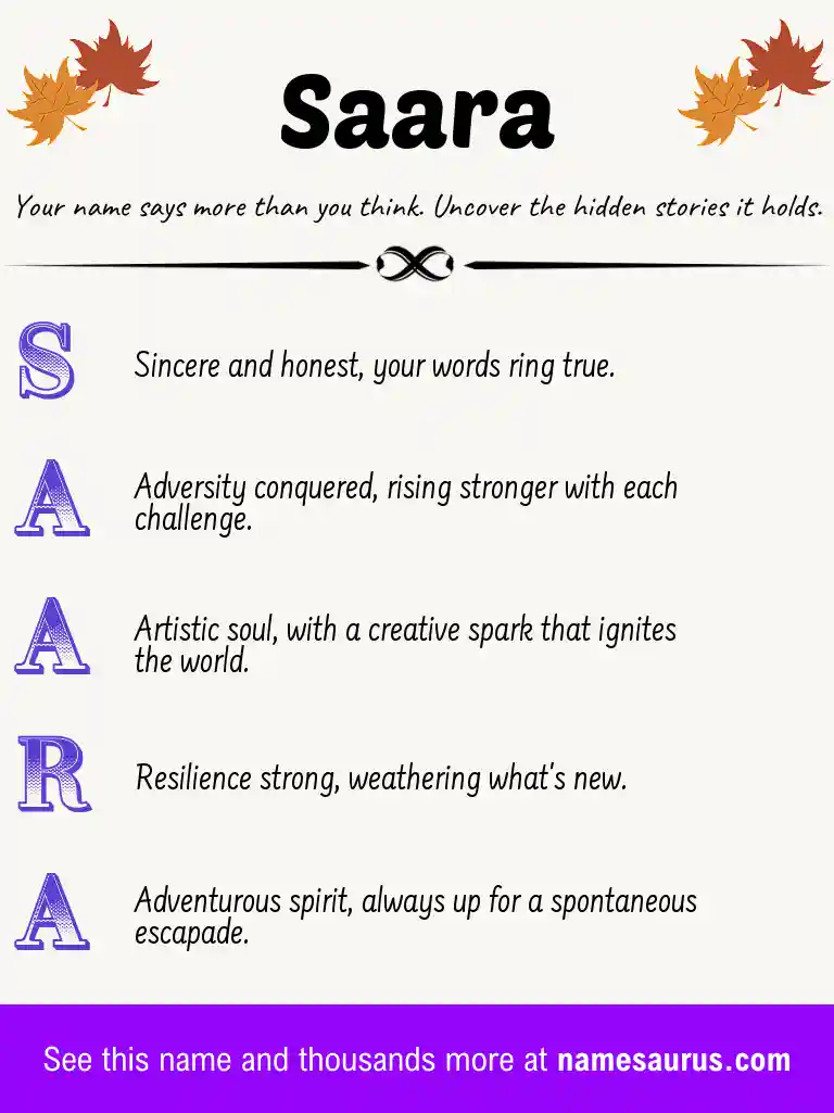 Acrostic poem about Saara.