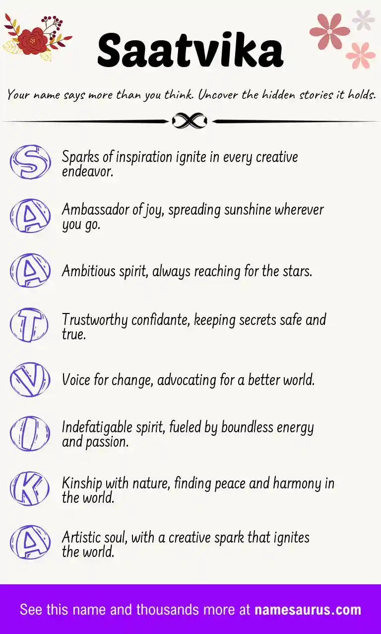 Acrostic poem about Saatvika.