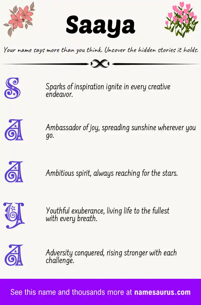 Acrostic poem about Saaya.
