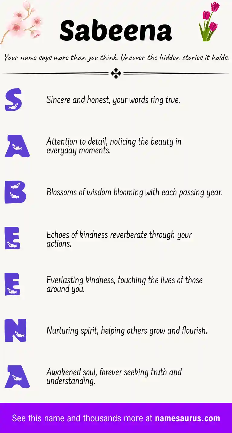 Acrostic poem about Sabeena.