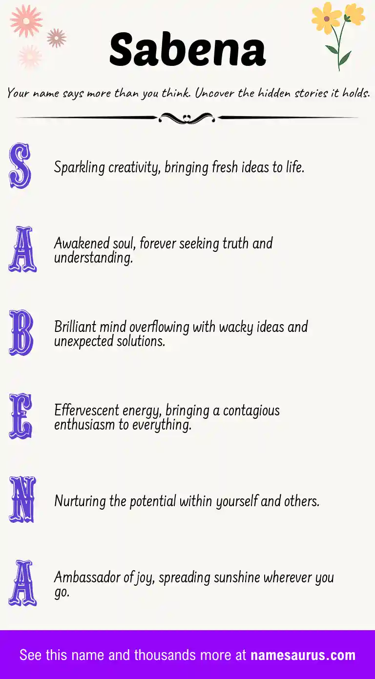 Acrostic poem about Sabena.