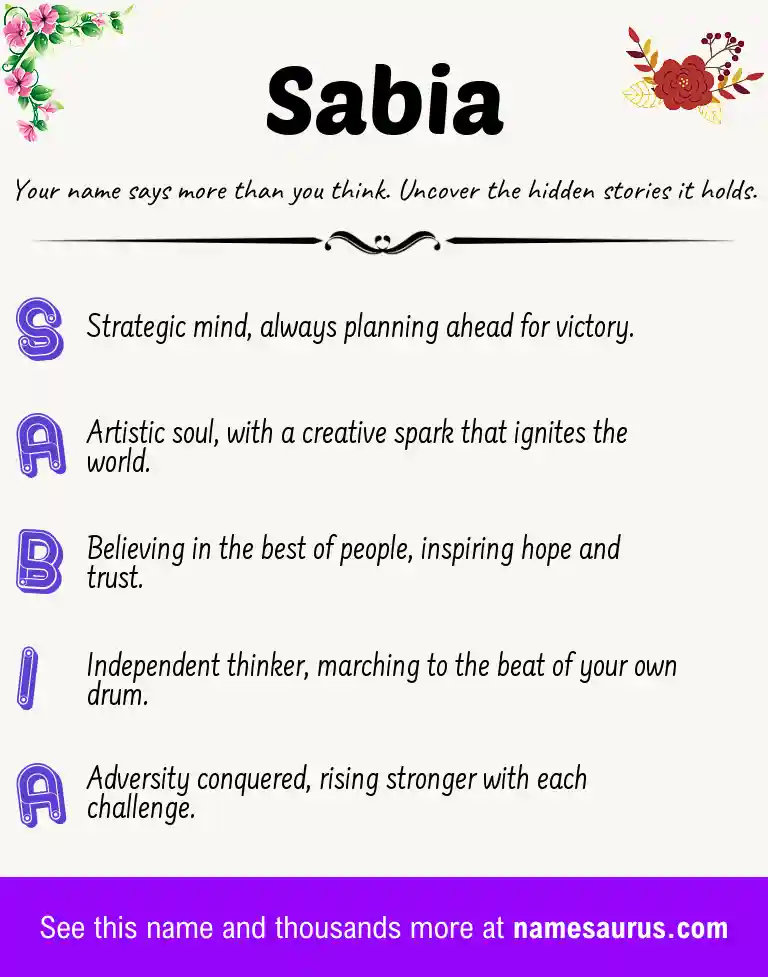 Acrostic poem about Sabia.